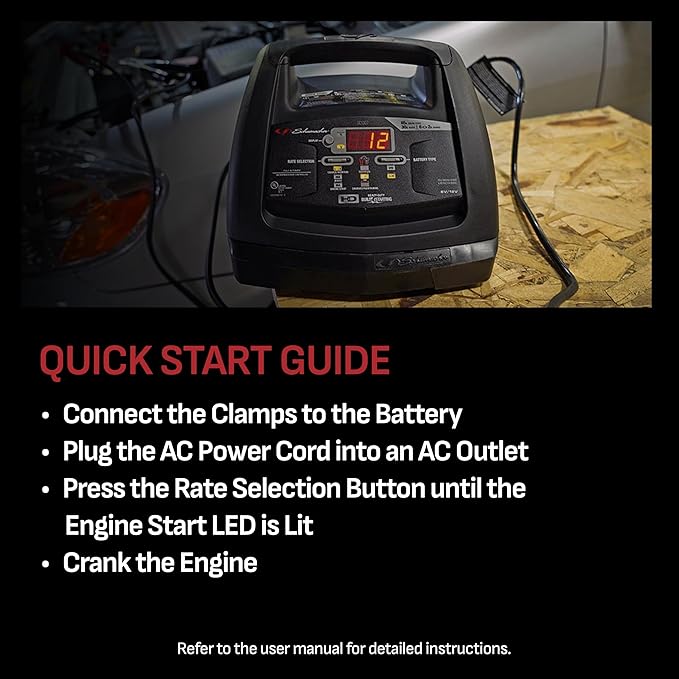 Schumacher Electric 6A Battery Charger and 85A Engine Starter, 6-in-1 Solution