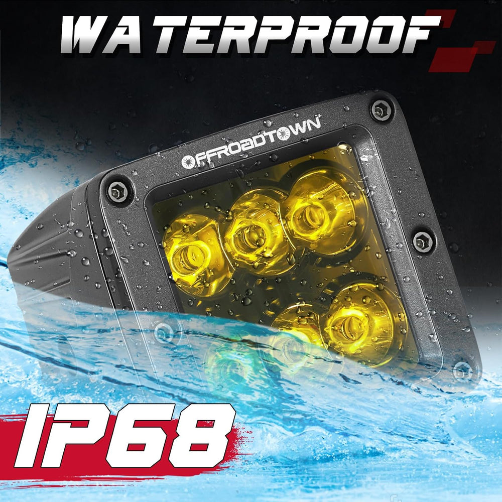 Amber LED Cubes, OFFROADTOWN LED Pods 2PCS 3Inch 120W High Lumen Spot Cubes Y...