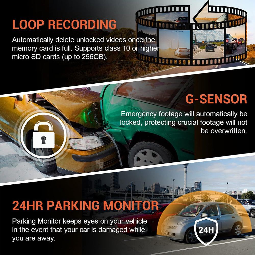 RexingUSA V1P 4K Dual Dash Cam, 4K+1080P Front & Rear, Wi-Fi, 2.4” LCD, 1...