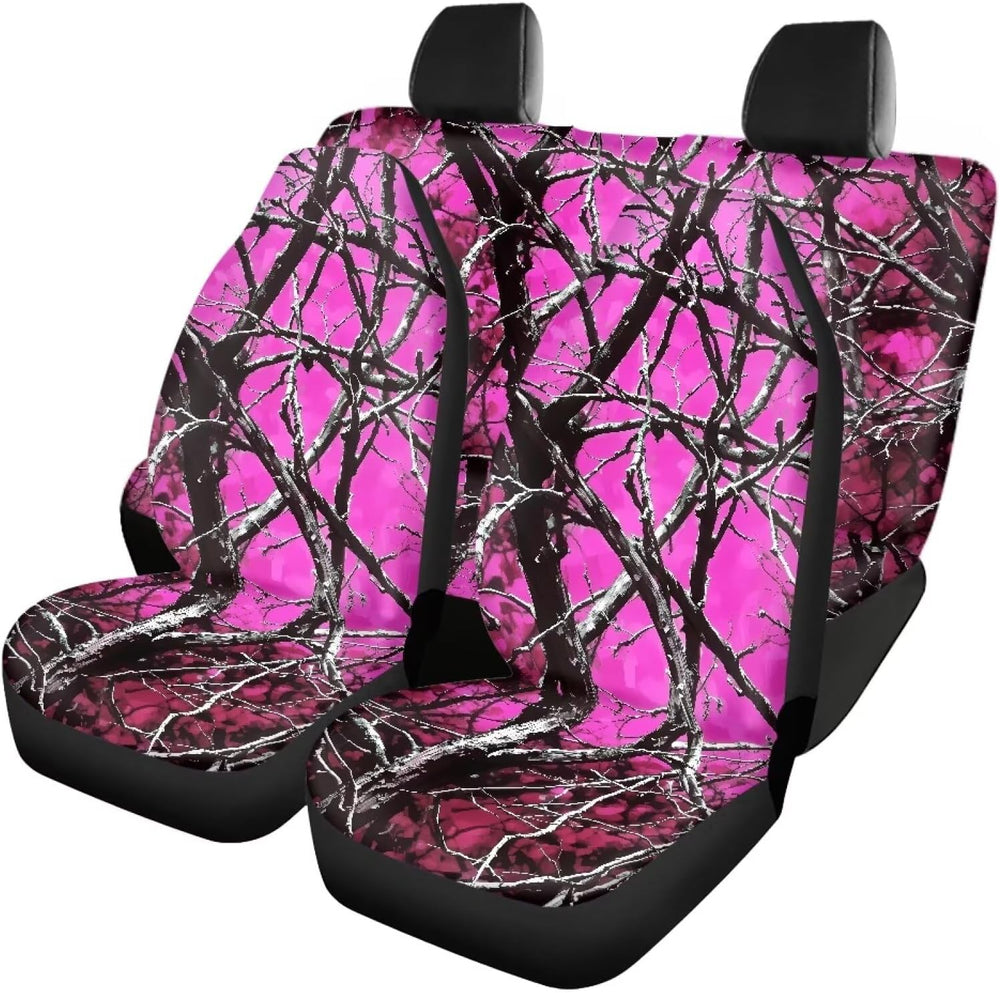 Car Seat Cover for Cars SUV Sedans Pink Camo Oak Hunting Print Automotive Sea...