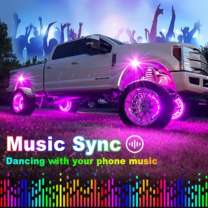 YiLaie RGB LED Rock Lights, 180 LEDs Lights (12 Pods)