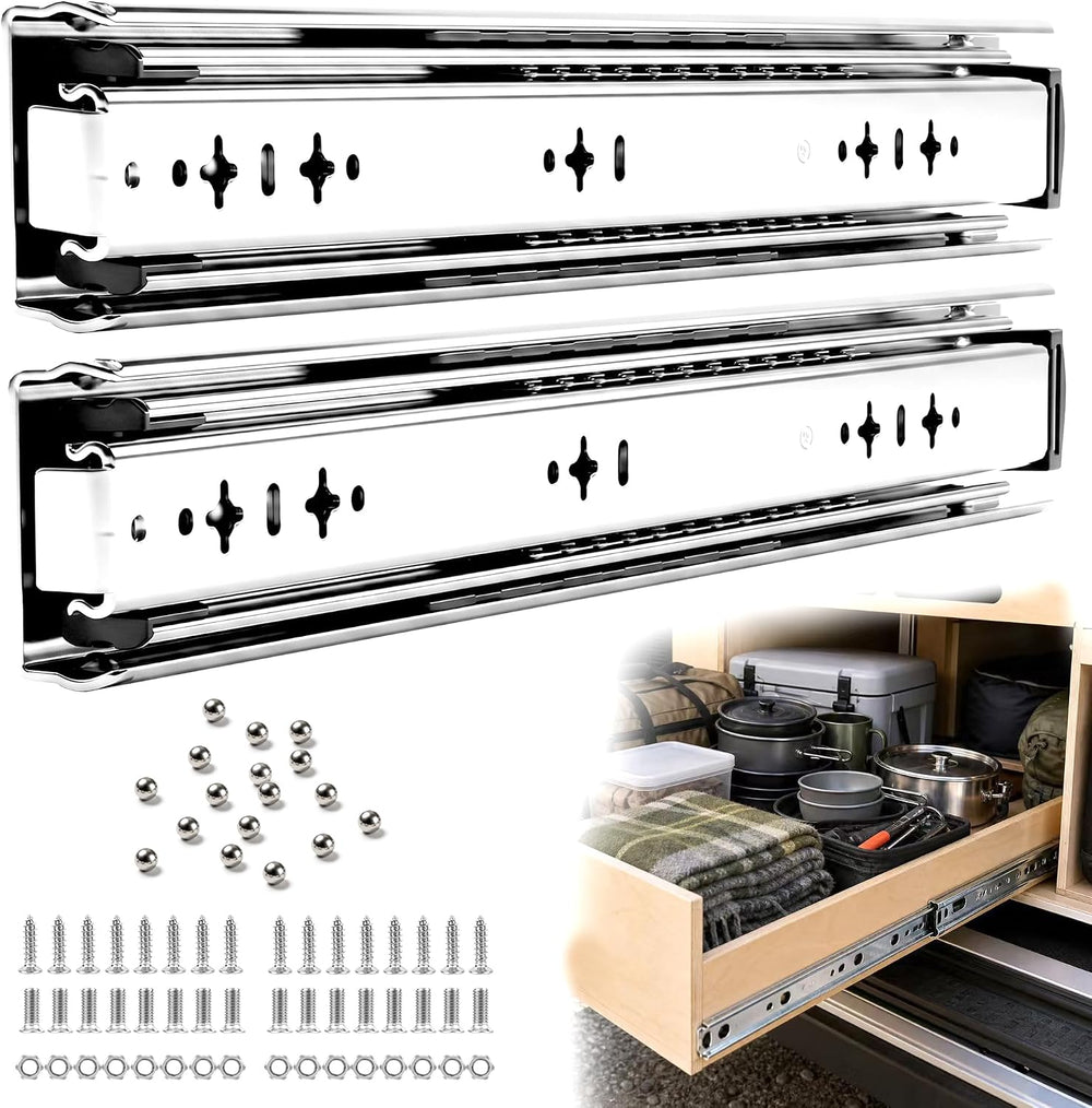 30 Inch Heavy Duty Drawer Slides, 250 lb Full Extension, Side Mount