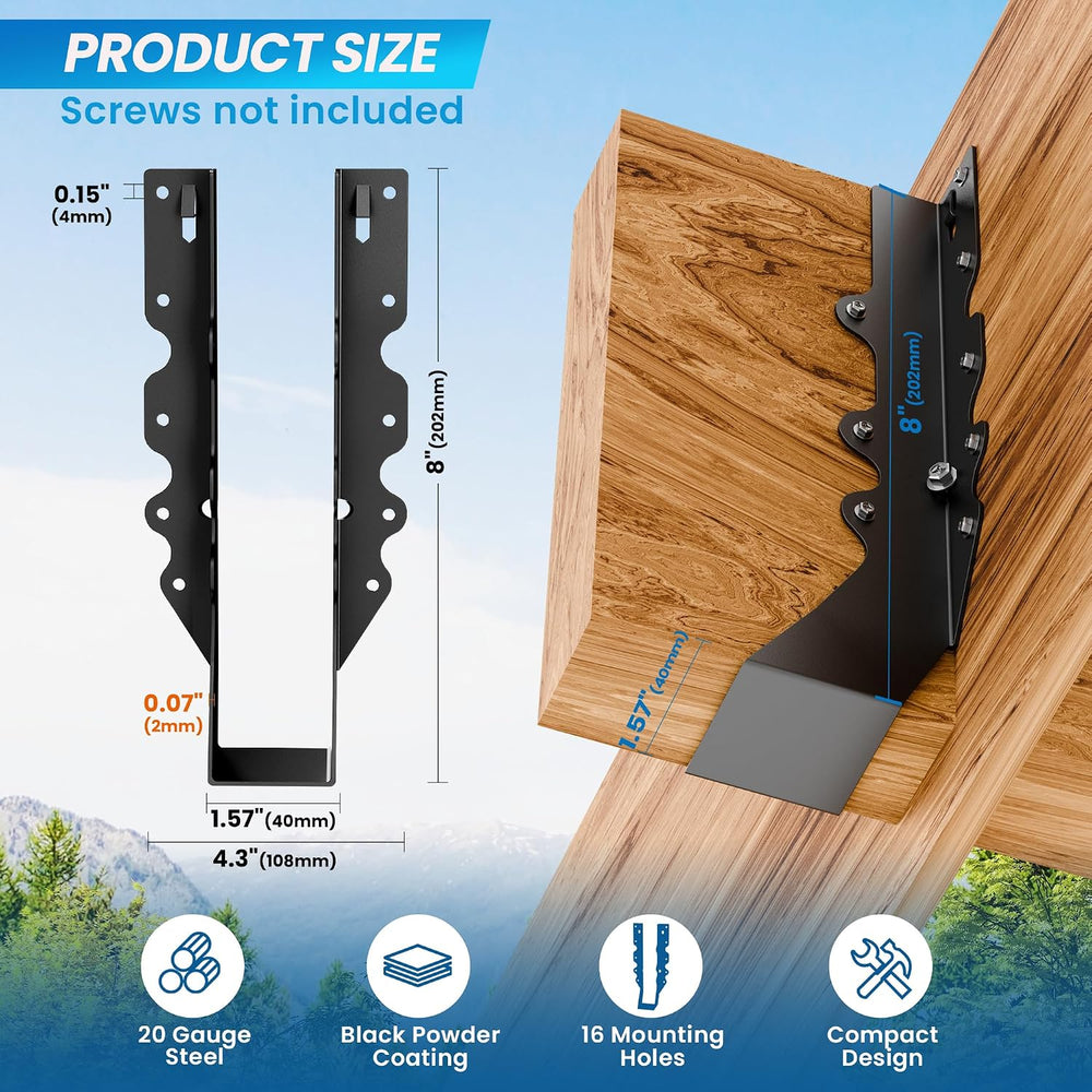 20 pcs 2x10 Joist Hangers Black 18 Gauge Face Mount Joist Hangers , 2x10 Brac...
