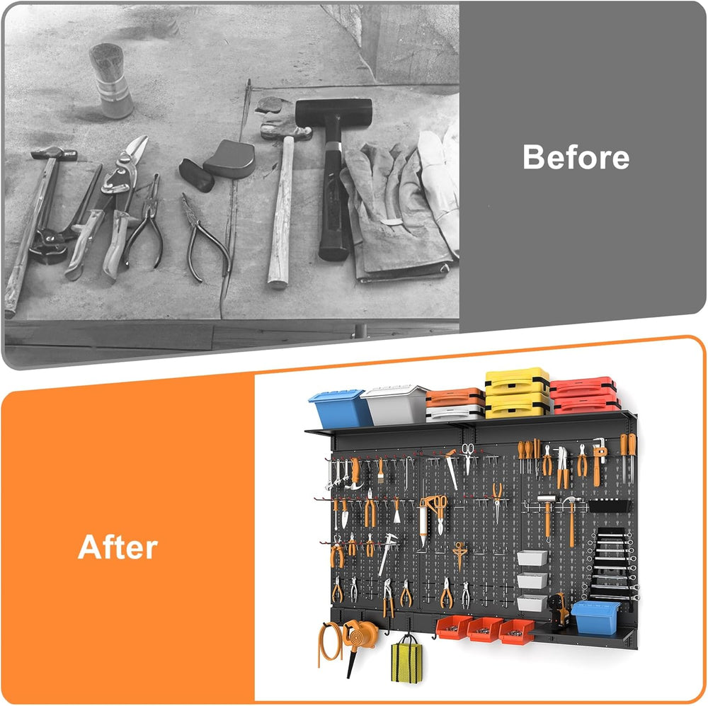 WALMANN 113 PCS Pegboard Wall Organizer Kit with Pegboard Hooks, Black