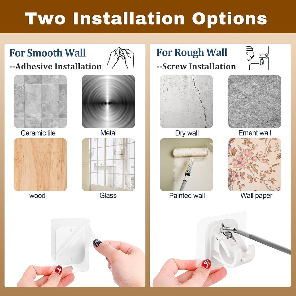 2 Pack Adhesive Curtain Rod No Drilling for Renter 27 to 112" Adjustable