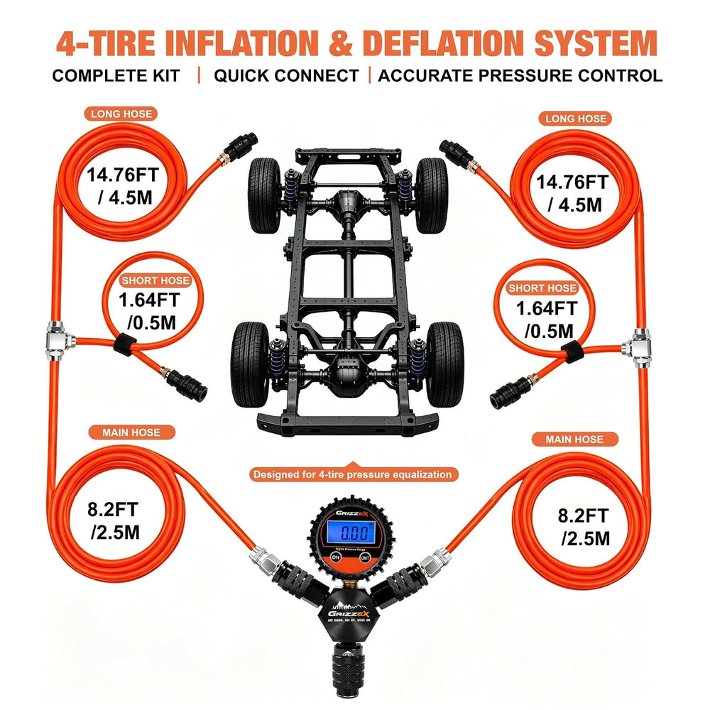 4 Way Tire Inflation Deflation System with Backlight