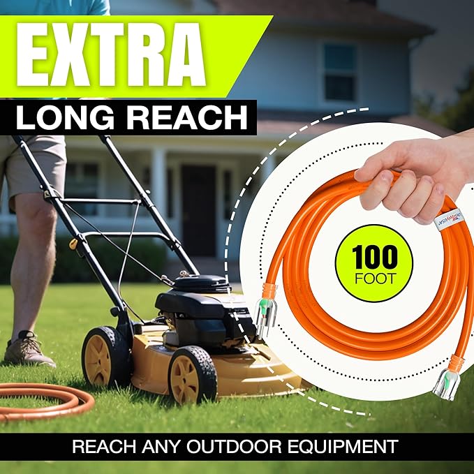 100ft Outdoor/Indoor Extension Cord 12/3 Gauge Extra Heavy Duty 3 Prong SJTW