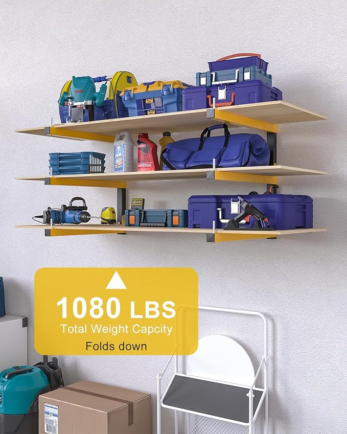 Lumber Rack Wall Mount Storage Racks Folding Wood Organizer Heavy Duty Shelf ...