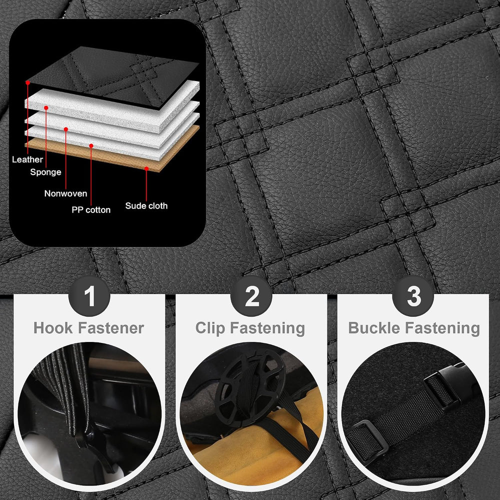 Luxury PU Leather Car Seat Covers Front Set - Anti-Stain Waterproof Automotiv...