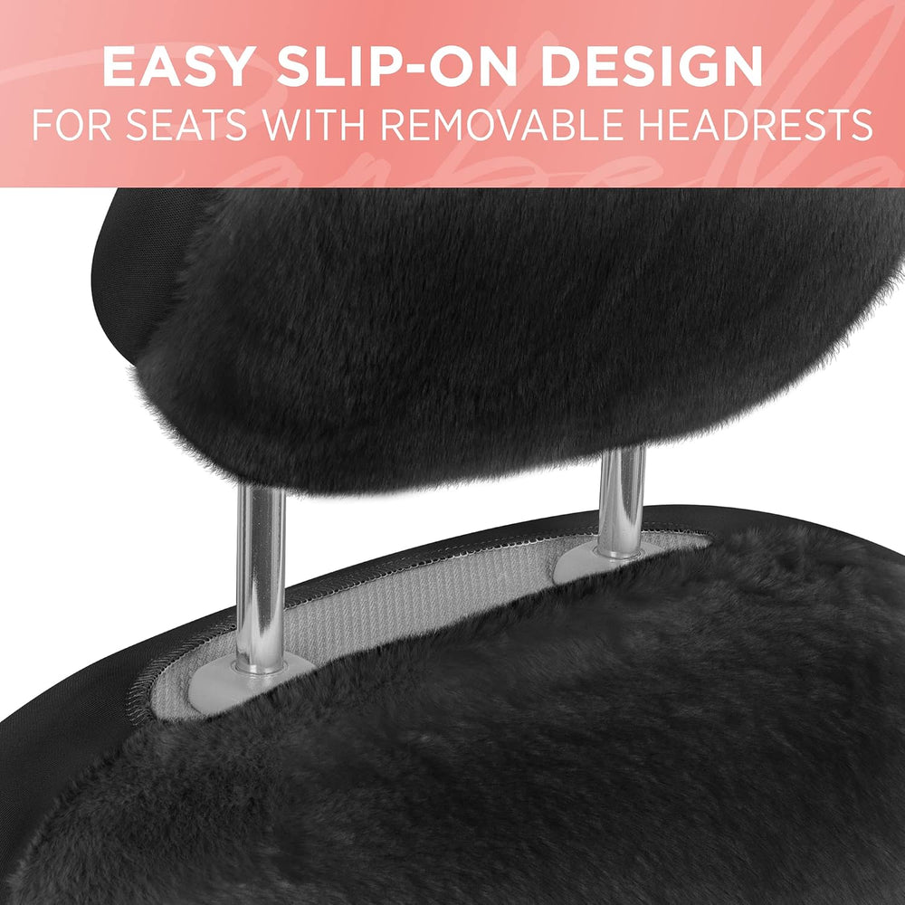 Carbella Sheepskin Car Seat Covers, 2-Pack Faux Fur, Front Seats Only, Cute A...