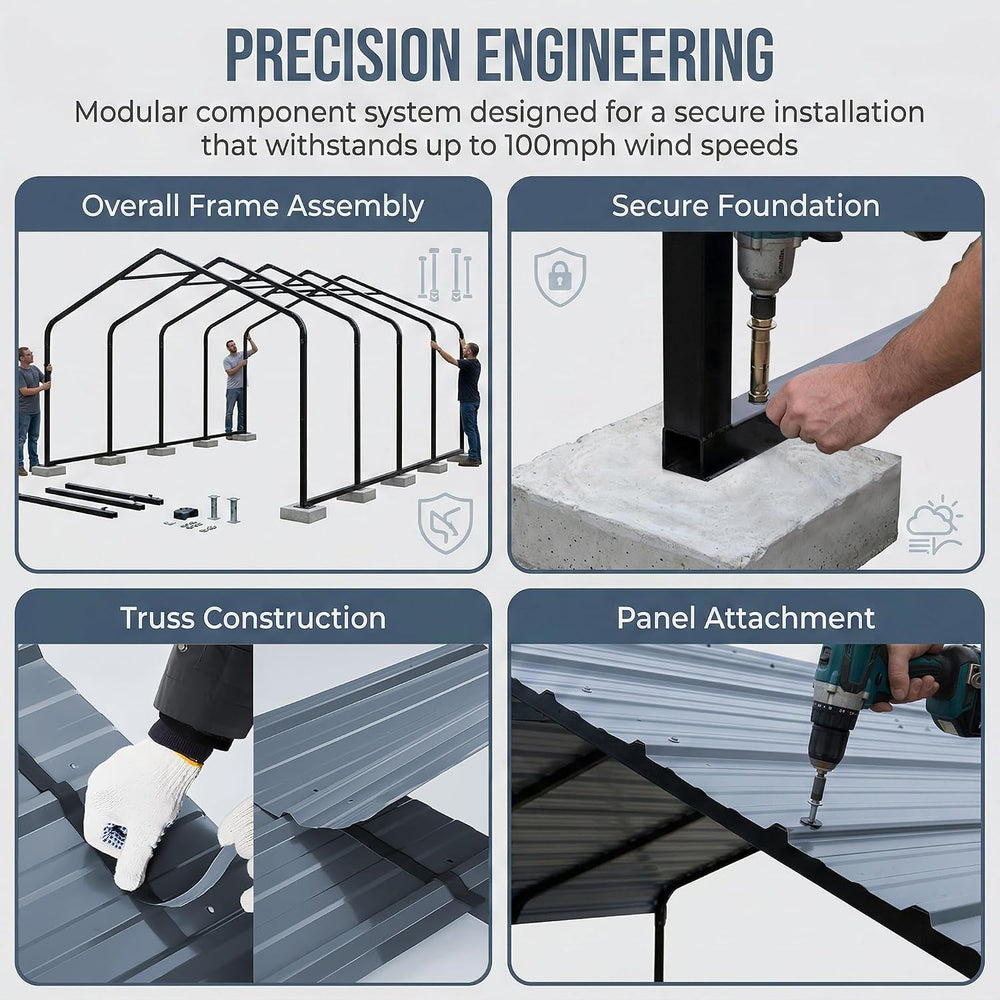 10x20FT Heavy Duty Metal Carport Kit for 1-2 Cars