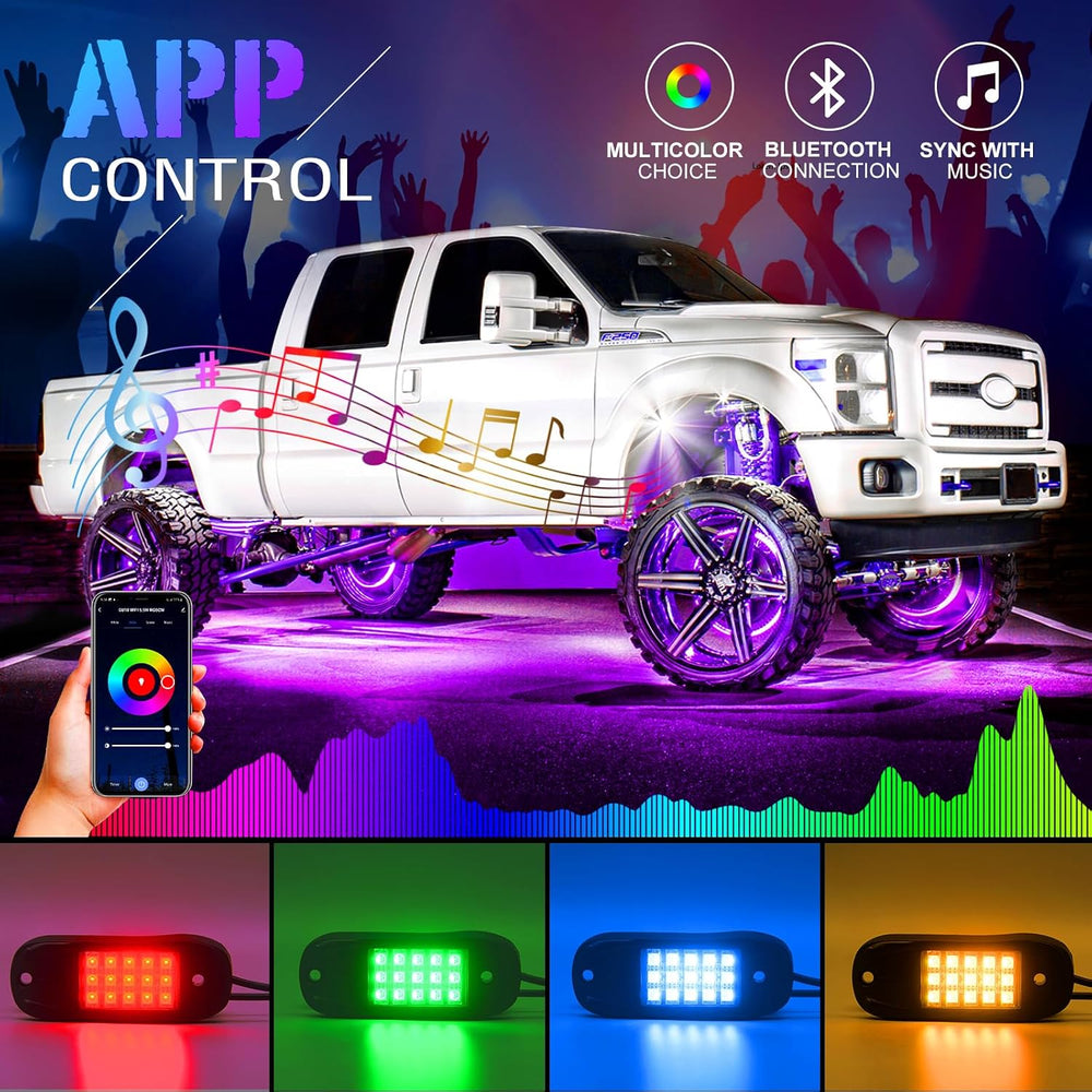 Led Rock Lights for Trucks,16 Pods Lights for Jeep Brightness Truck underglow...