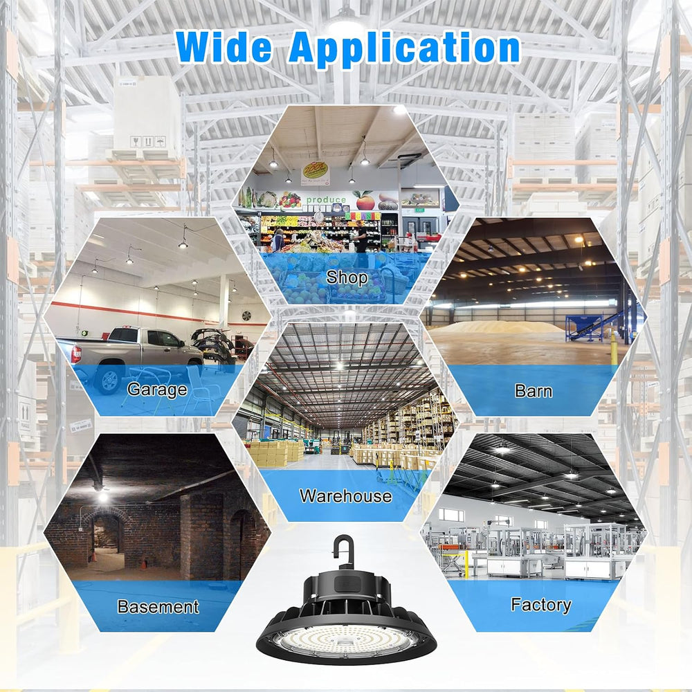 15000LM Super Bright High Bay Lights 5000K, 0-10V Dimmable,US Plug 5' Cab...