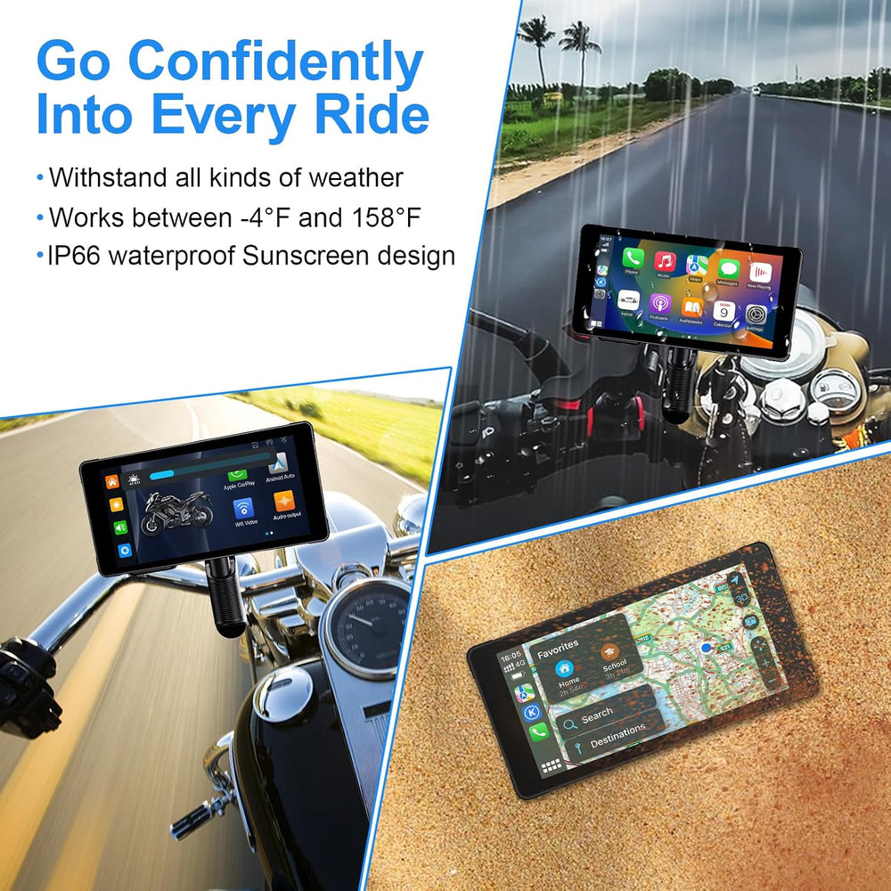 5.5-Inch Motorcycle CarPlay with 128G SD Card, 2K Dual Dash Cam