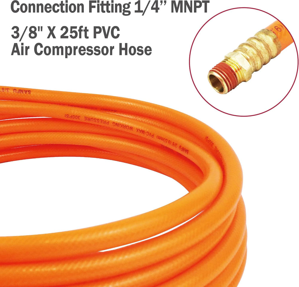 17 Pieces Air Tool Kit 3/8" X 25ft PVC Air Compressor Hose Kit Air Compr...