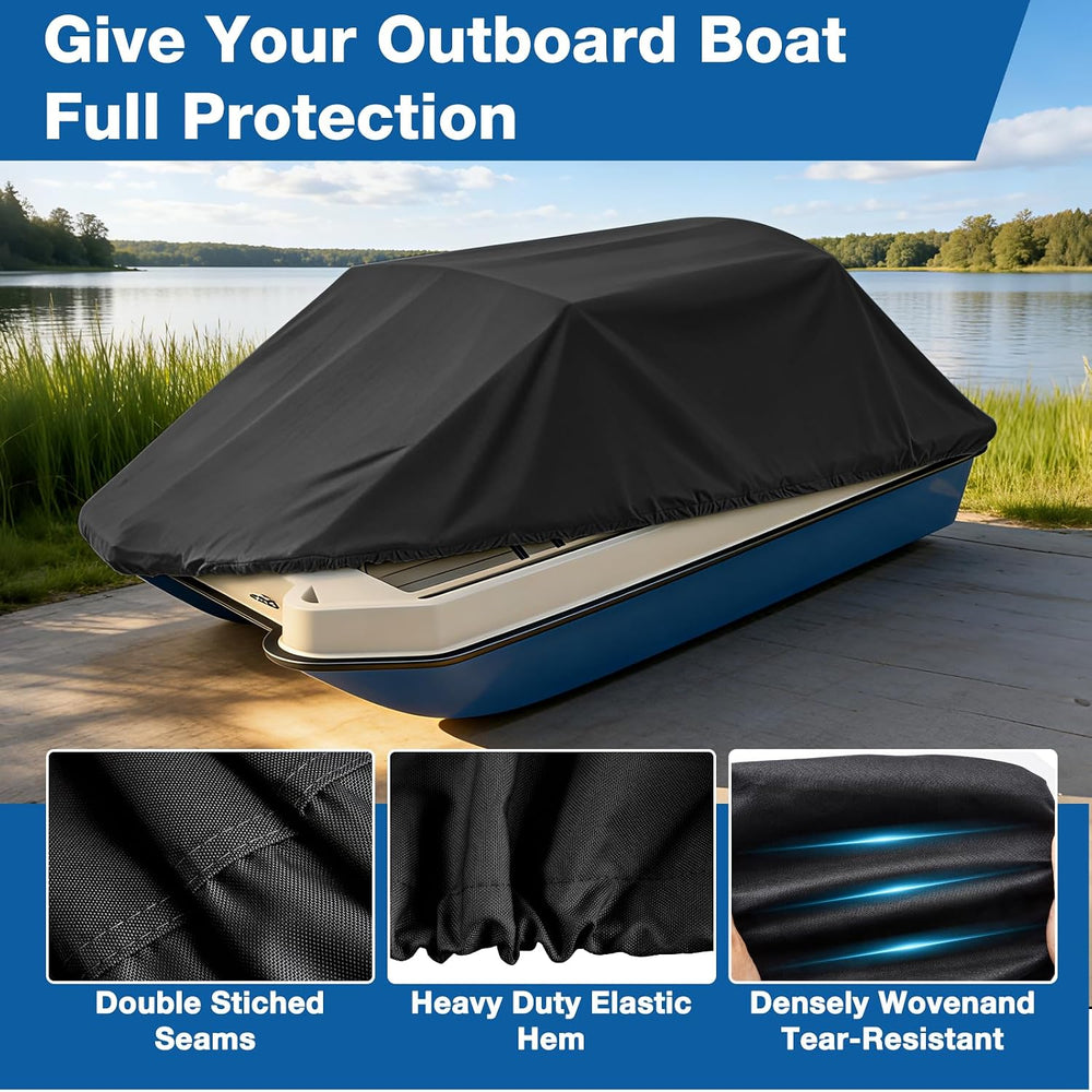 1200D Pond Boat Cover for 8'-10'L,Black