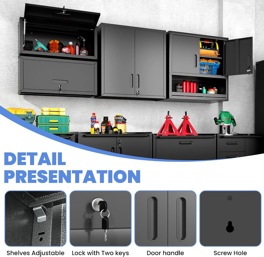 Wall Mounted Metal Storage Cabinet, Garage Hanging Tool Cabinet