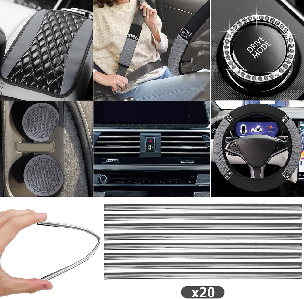 BBTO 43 Pcs Car Accessories Set for Women Front Seats and Rear Bench Polyeste...
