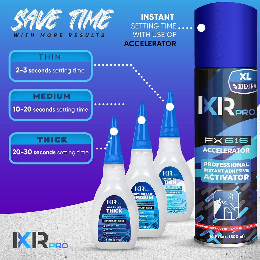 Glue with Activator 24x Thin Medium Thick Glue Kit 8x 16.9oz Accelerator