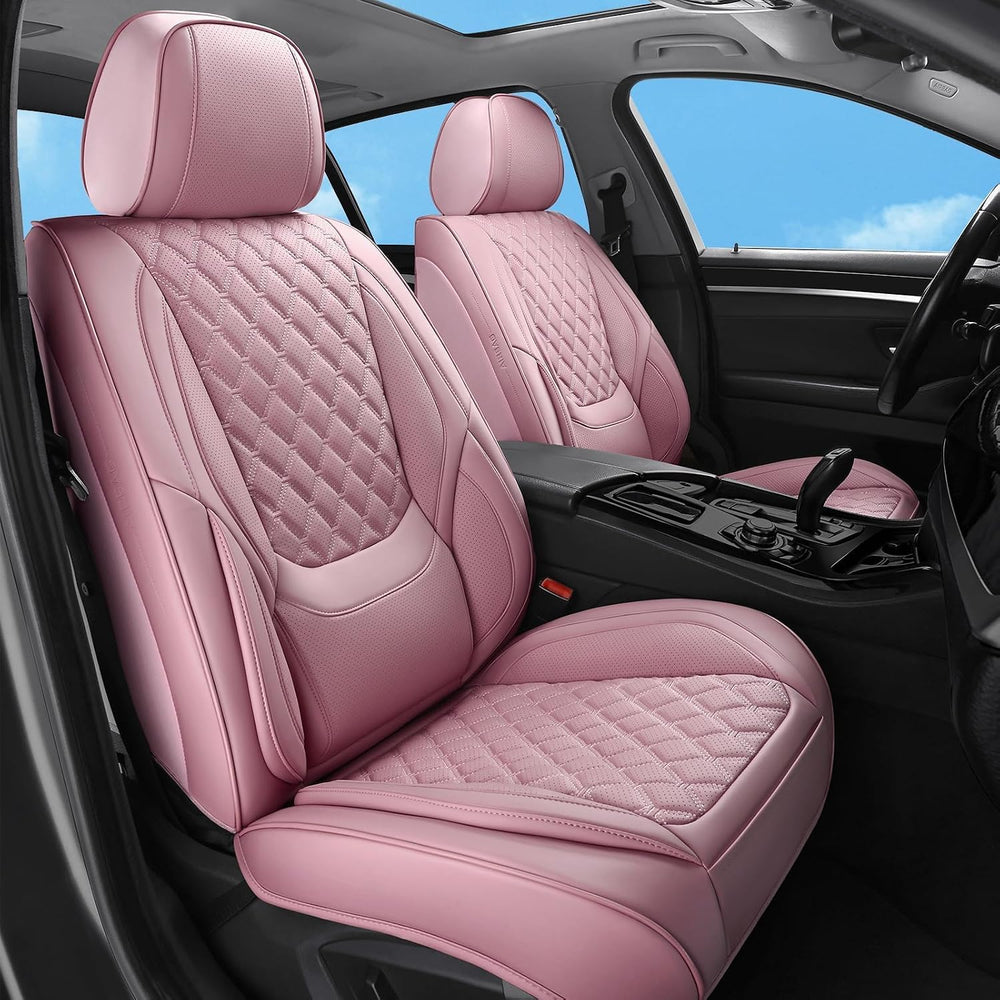 Pink Car Seat Covers Full Set,5 Seat Leather Seat Covers for Cars