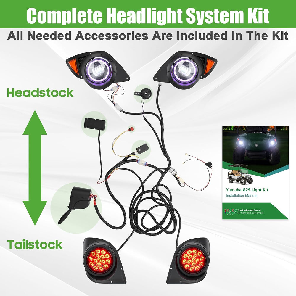 10L0L Golf Cart Light Kit for Yamaha G29 Drive 2007-2016 12V/36V/48V