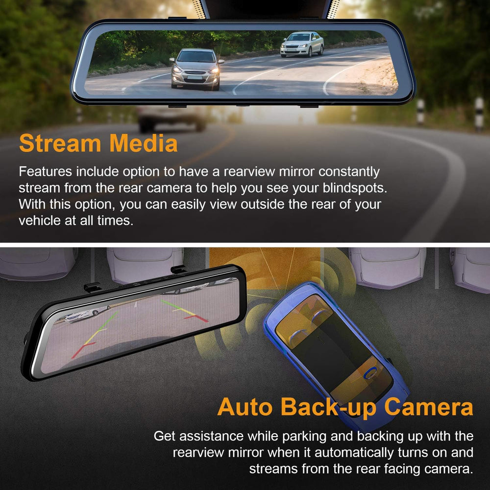 RexingUSA M2 Smart BSD ADAS Dual Mirror Dash Cam 1080p (Front+Rear) w/GPS 12”...