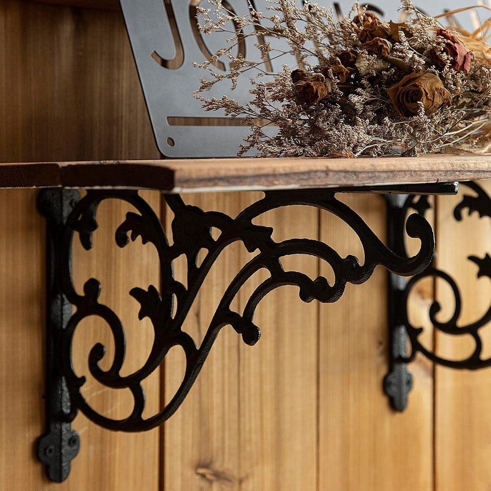 14''x8.5'' Decorative Shelf Brackets,2 Pack Cast Iron Shelf S...