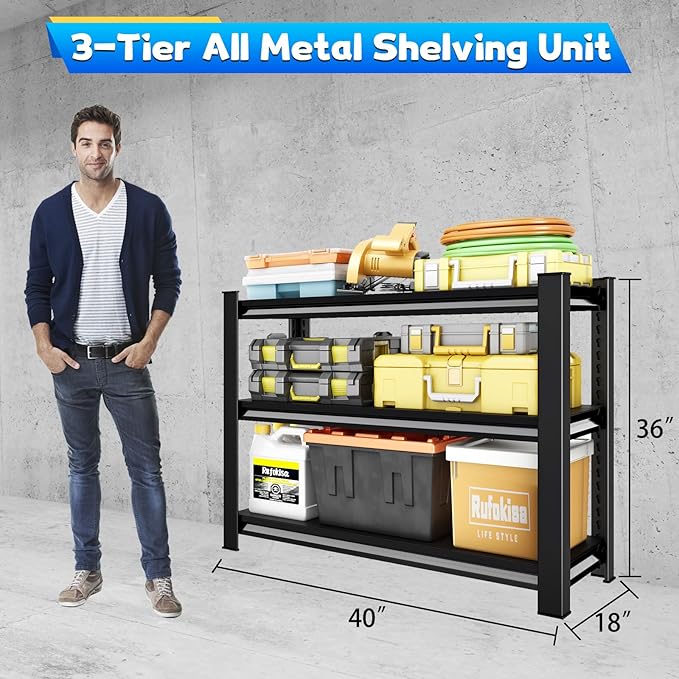 40" W Garage Shelving Heavy Duty,1500LBS Loads Adjustable Garage Storage...