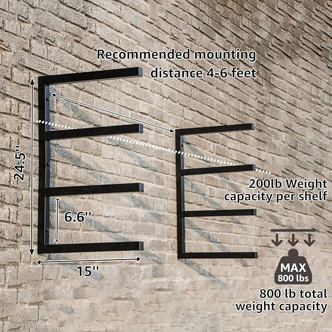 YYR Wood Organizer and Lumber Storage Rack Wall Mount, Heavy Duty Metal Shelf