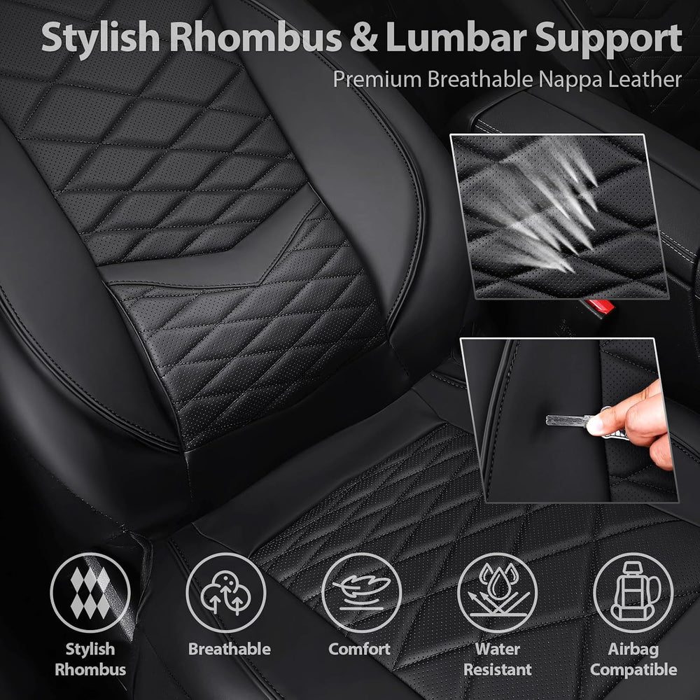 CAR PASS Luxury Nappa Leather Seat Covers Full Set, Water Resistant Faux Leat...