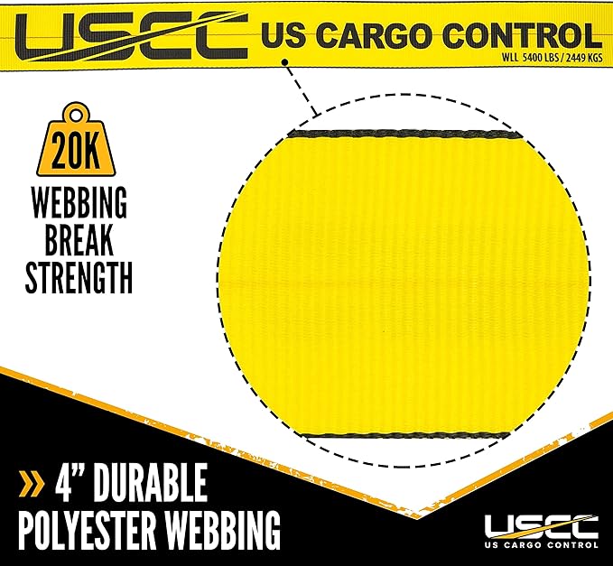 US Cargo Control 4 Inch x 11 Inch Fixed End, Zinc-Coated Ratchet and Black Fl...