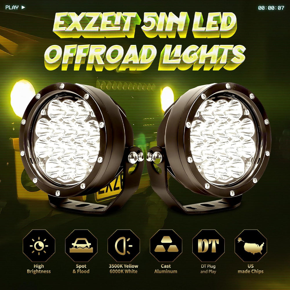 EXZEIT 160W 5 Inch Driving Lights,11200 Lumens Round Fog Lights Offroad Light...