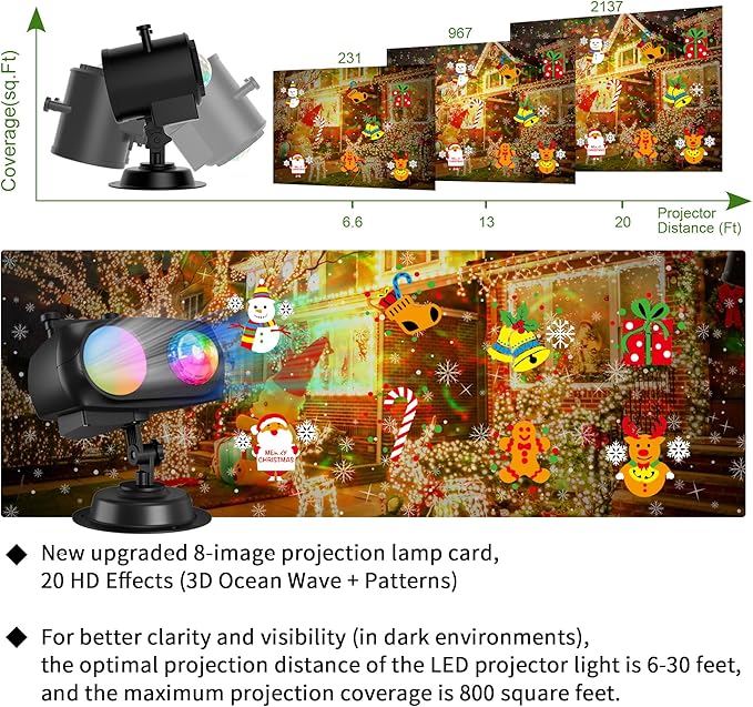 2025 Upgrade Christmas Halloween Projector Lights Outdoor Decorations, COOLWU...