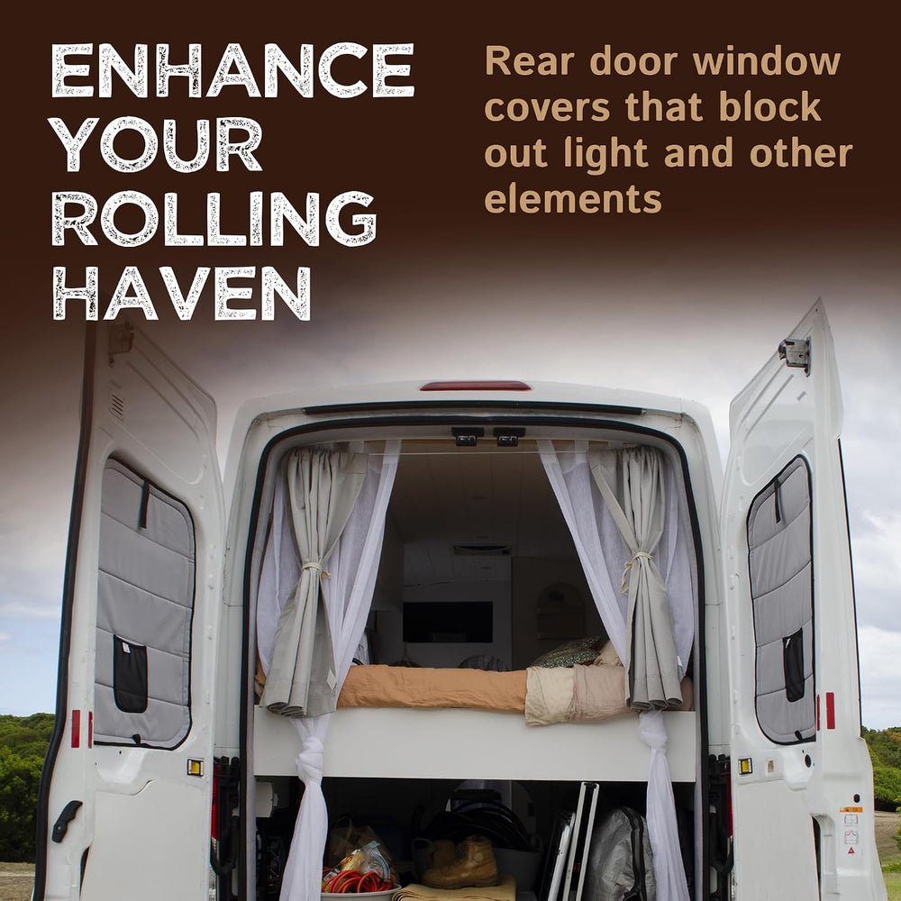 Living in a Bubble Insulated Blackout Rear Door Window Covers for Ford Transi...