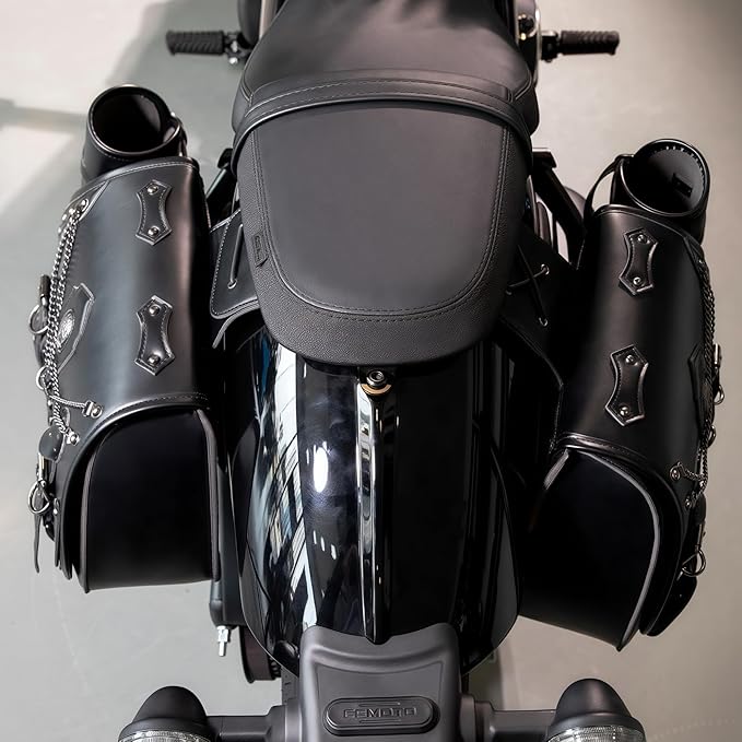 Motorcycle Saddlebags, 30L Leather Waterproof Side Saddle Bags