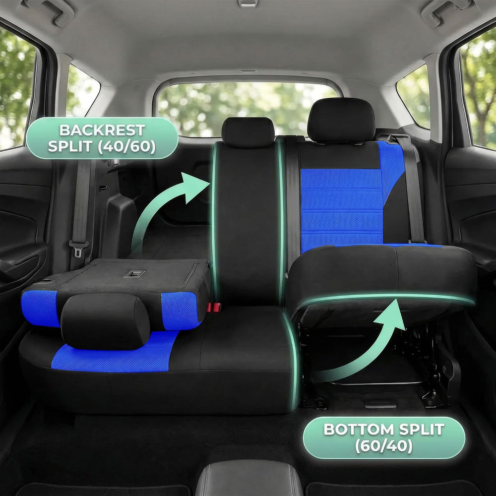 FH Group Automotive Car Seat Covers Full Set Premium 3D Air Mesh Front Seat C...