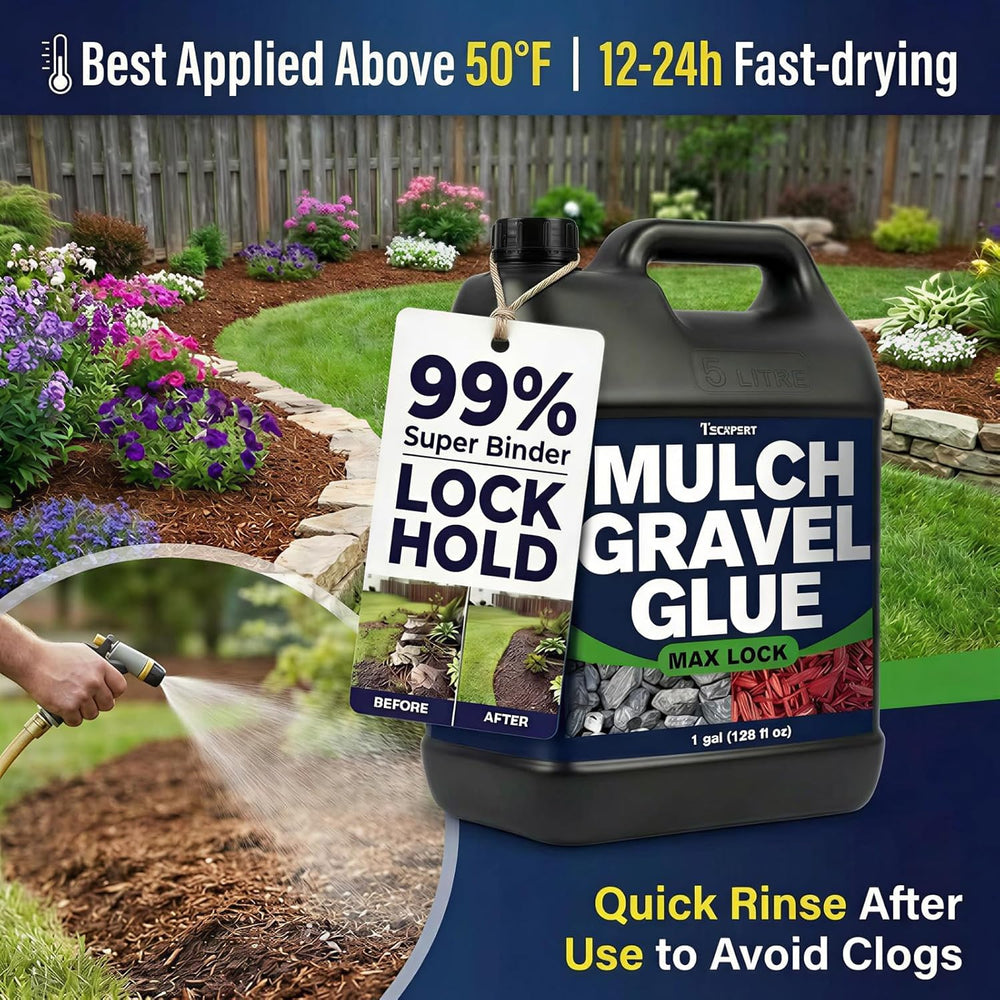 Teexpert Rock Glue for Landscaping: 1 Gallon Dry-Clear Mulch Binder Water-Bas...