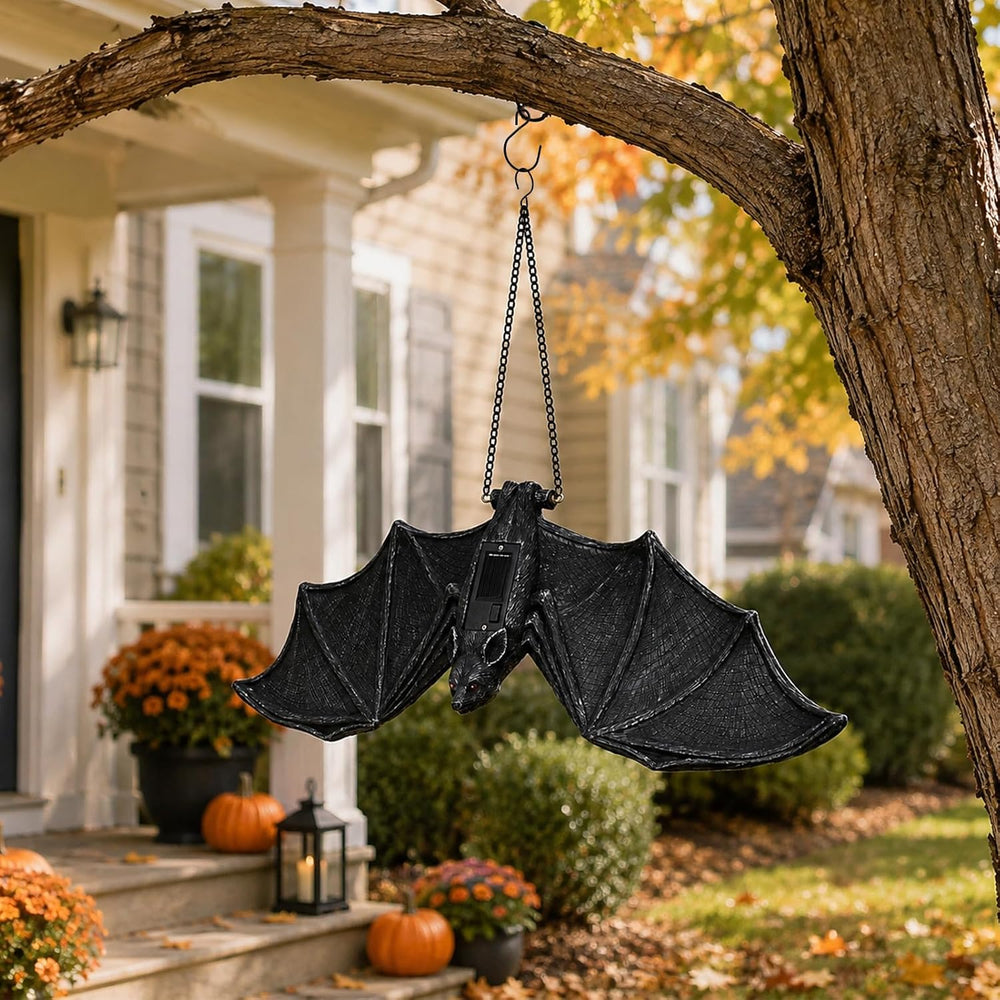 Goodeco Solar Hanging Bat - 19.7'' Large Outdoor Halloween Decor