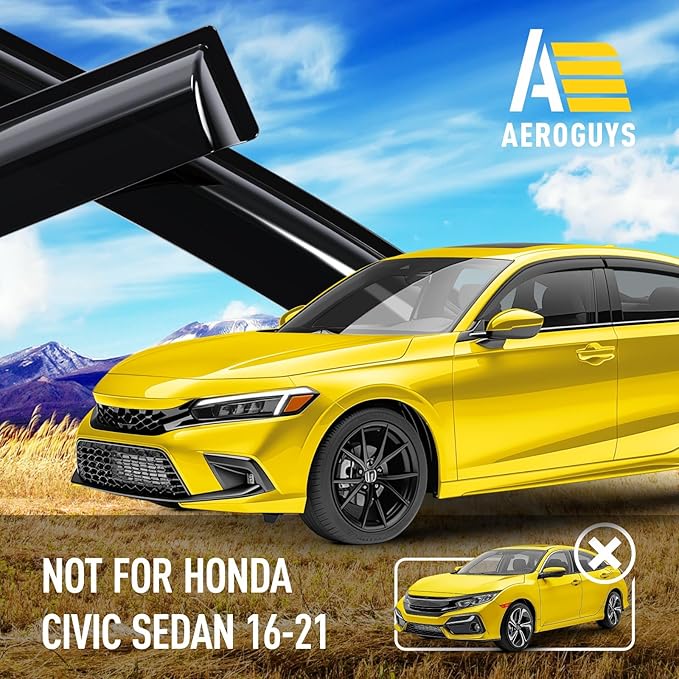Extra Durable Window Deflectors Tape-On Window Visors Rain Guards Fit (4pcs)