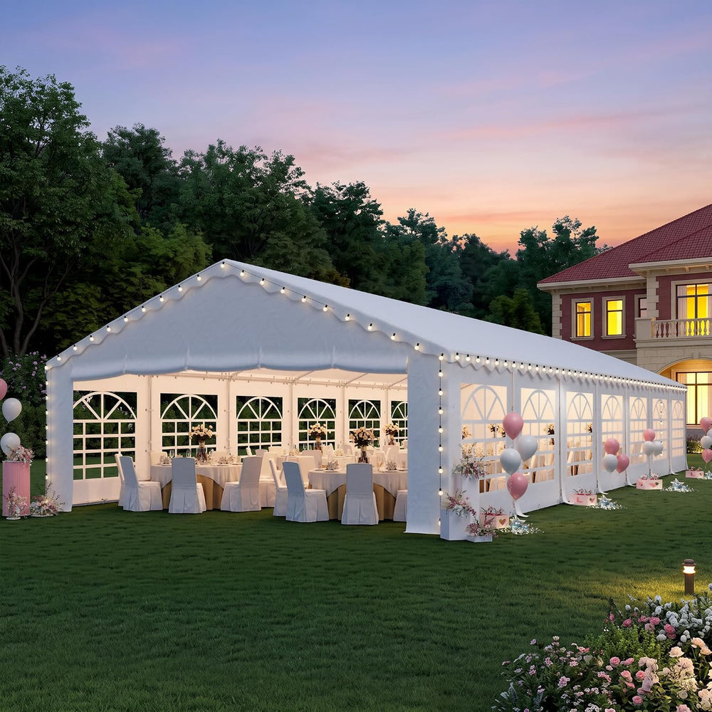 EROMMY 20x50FT Heavy Duty Party Tent, White Outdoor Event Canopy with Removab...