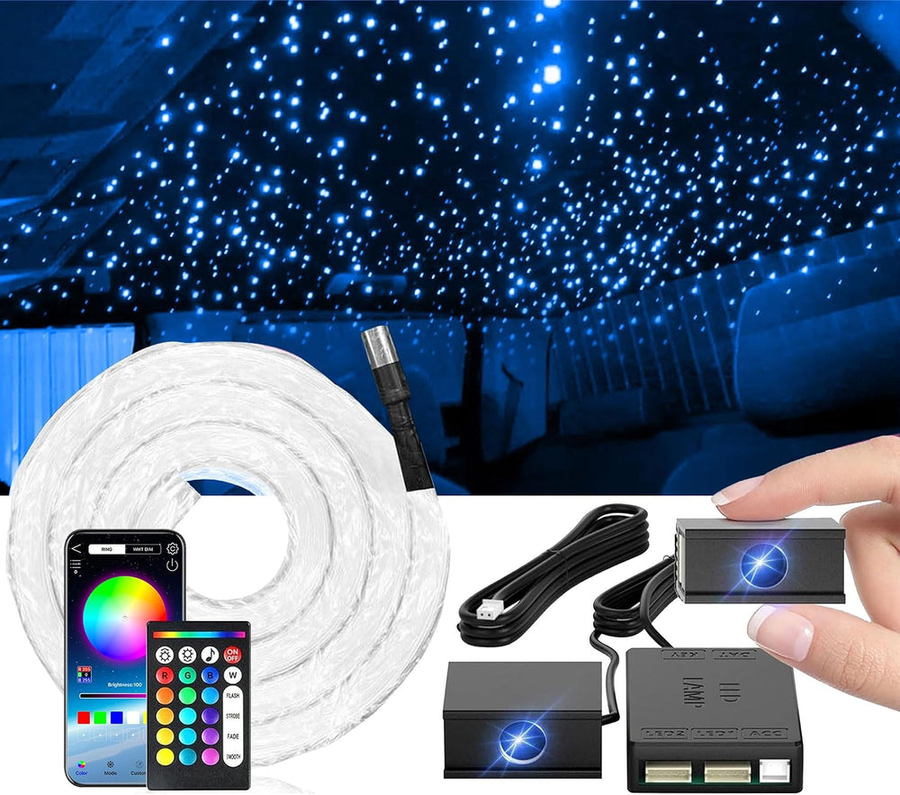 Split Starlight Headliner Kit - 400pcs 0.02in 4.9ft Fiber Optic RGBW Star Lig...