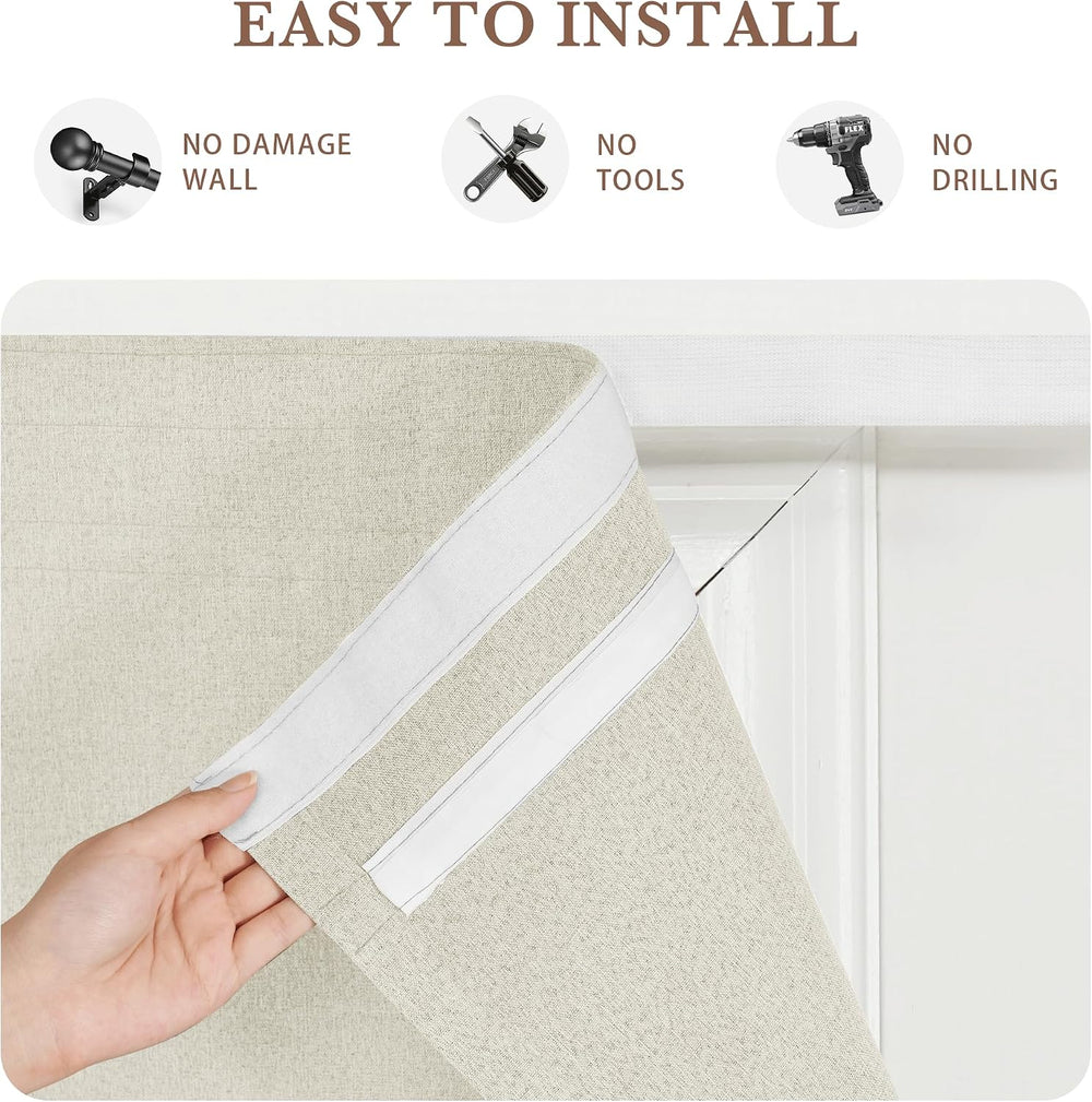 RYB HOME 100% Blackout No Drill Roman Shade for Bedroom Window