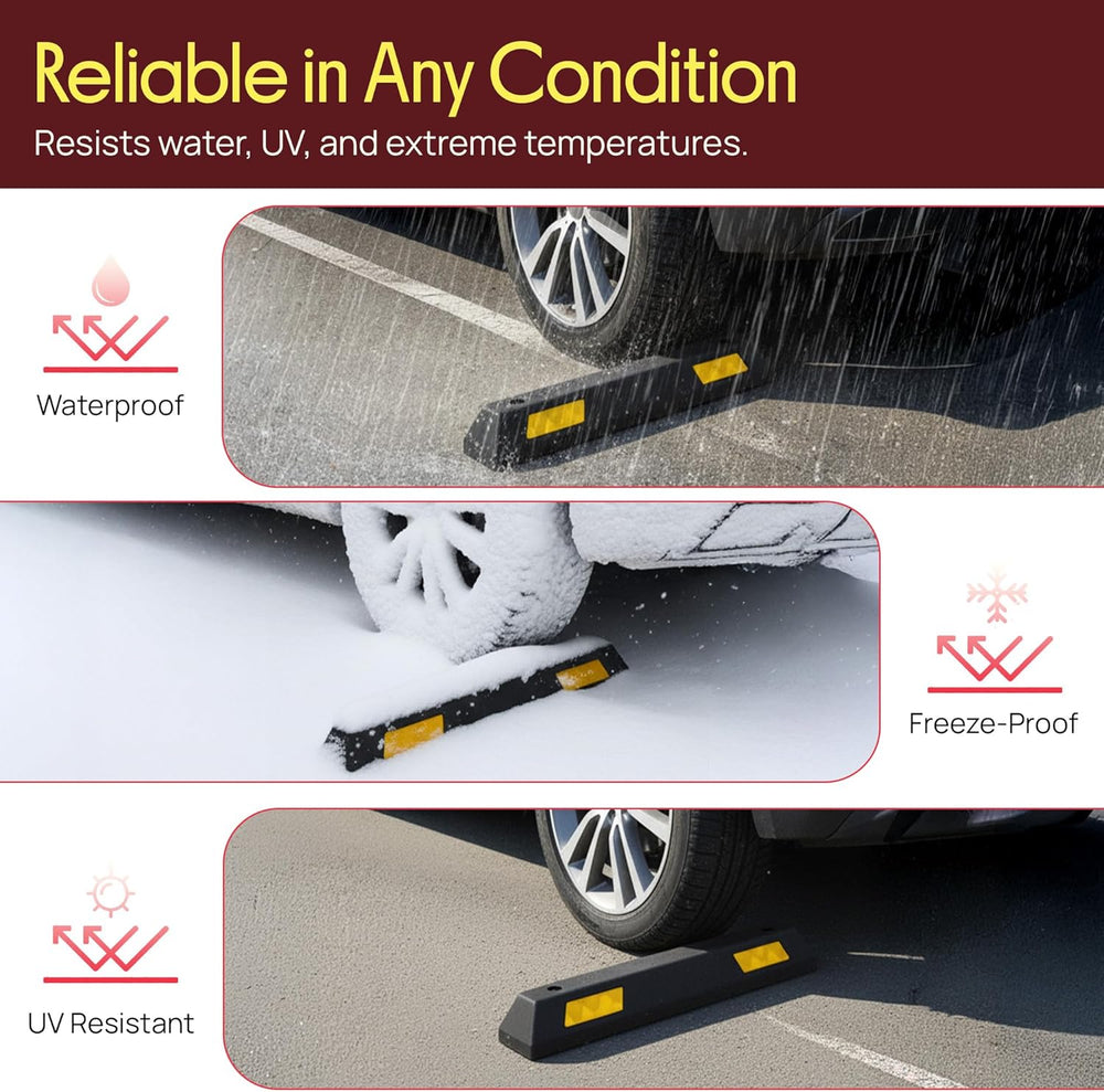 Pyle 2-Pack Heavy Duty Rubber Wheel Stops for Garage Parking – Durable, High-...