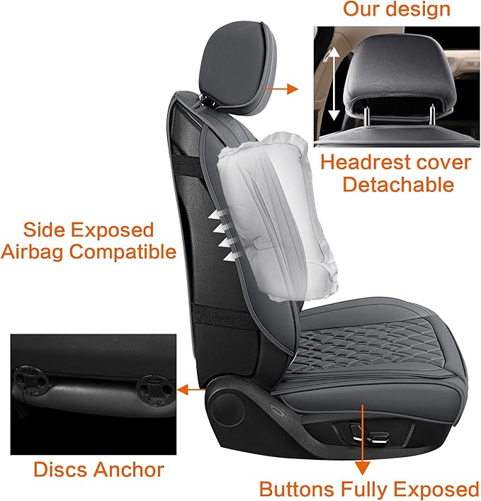Pariitadin Leather Car Seat Covers Full Set, Waterproof Breathable Faux Leather