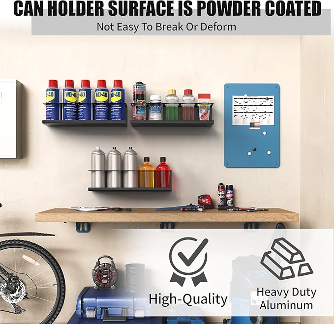 6 Pack Spray Bottle Holder Wall-Mounted, Aerosol Spray Can Holder Storage Rack