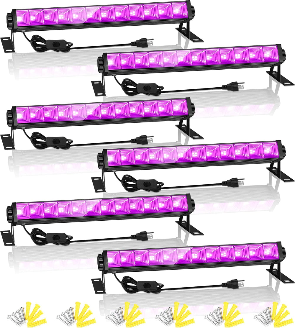 TigQiang 42W 6 Pack Black Light, Halloween Blacklight, Glow Party Supplies