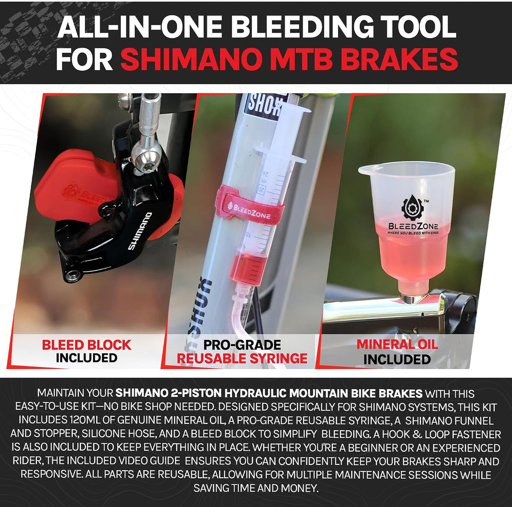 BleedZone Shimano Hydraulic Brake Bleed Kit with Mineral Oil