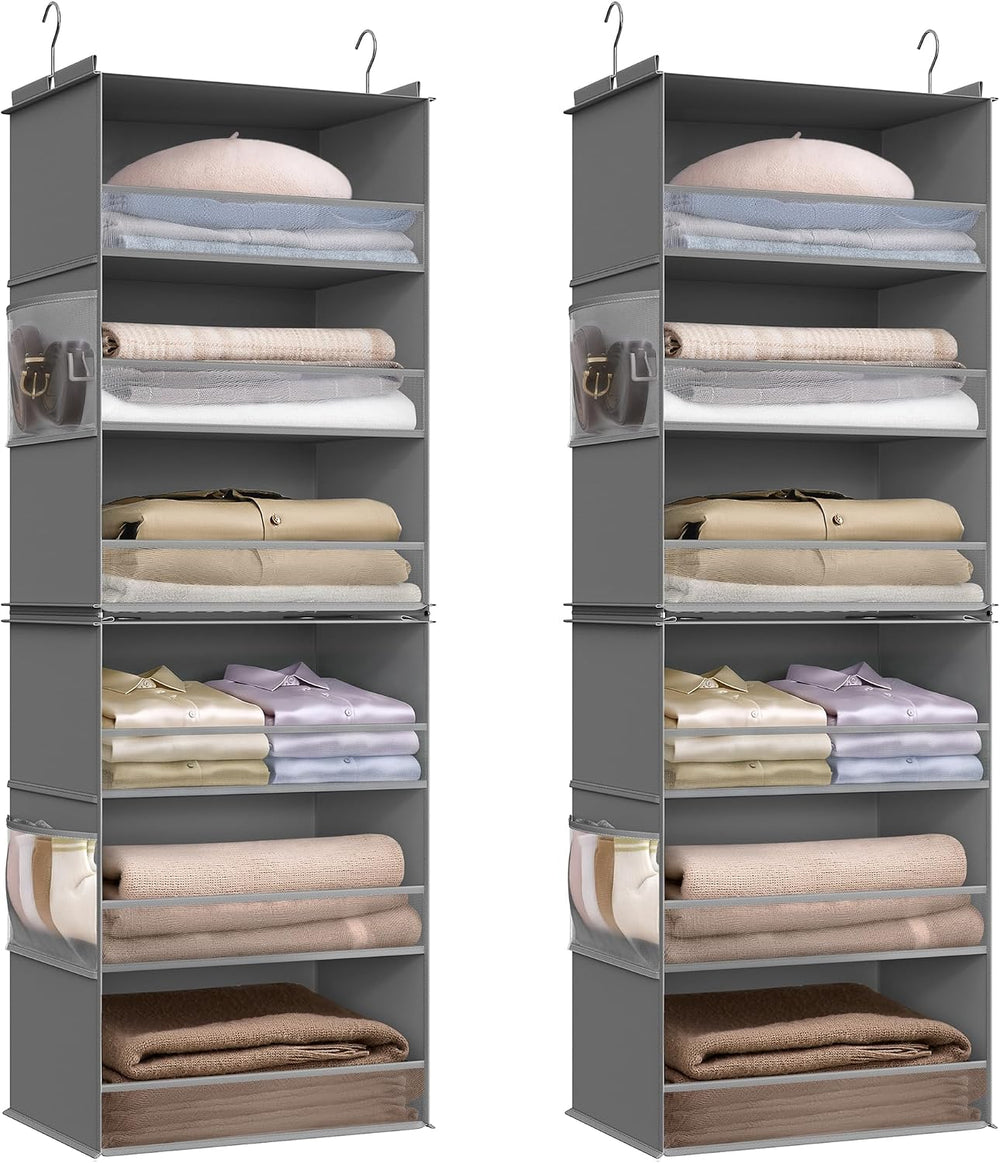 SONGMICS Widened Hanging Closet Organizer, 6-Tier, Separable,2 Pack