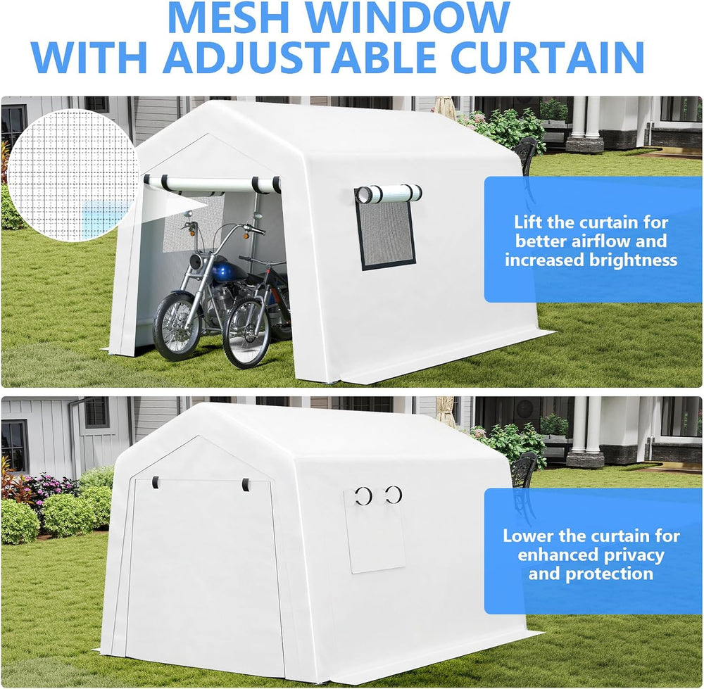 Jocoevol 8x10 FT Enclosed Carport with Roll-up Windows, Removable Sidewalls &...