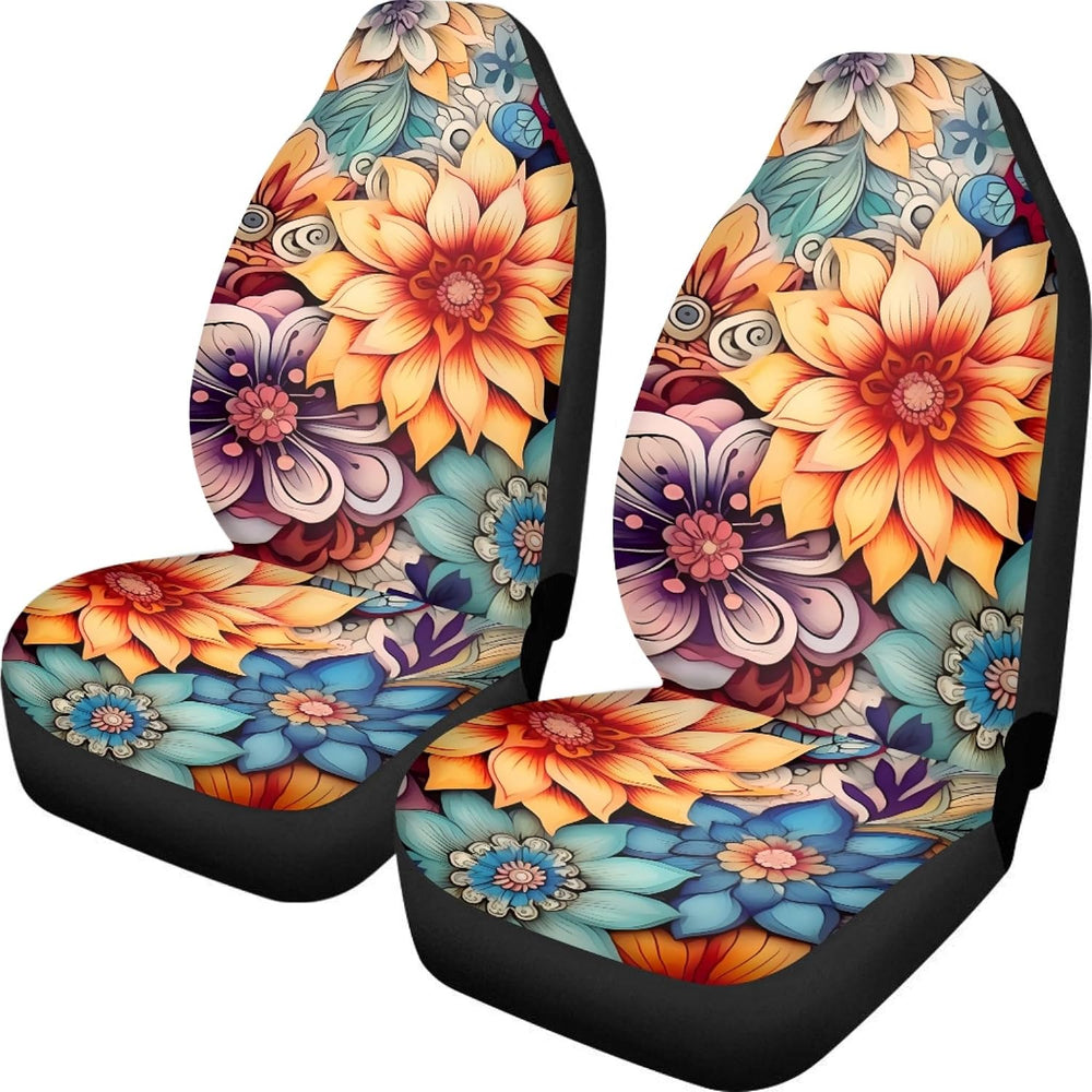 BIGCARJOB Blossoms Flower Car Seat Covers for Womens,Full Set of 2 Pcs Bohemi...